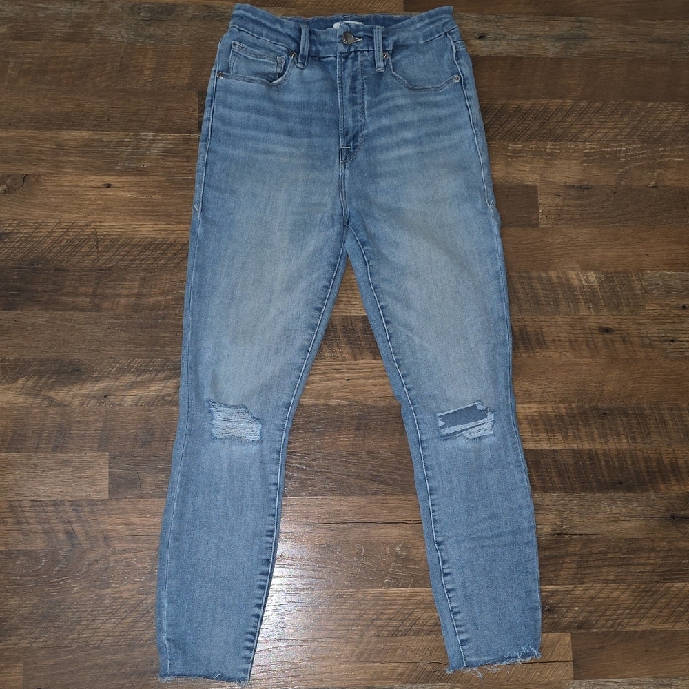 Good American Medium Blue Ripped Skinny Jeans